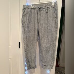 J. Crew Striped Drawstring Pants in Black & White